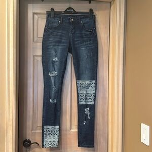 Cowgirl Tuff Skinny Jeans Aztec Patch